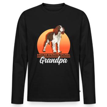 English Springer Spaniel Grandpa Dog Owner Gift - Men's Premium Organic Long Sleeve Shirt - black - Front - Nico (187cm)