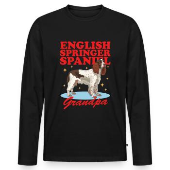 English Springer Spaniel Grandpa Dog Gift - Men's Premium Organic Long Sleeve Shirt - black - Front - Nico (187cm)