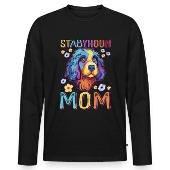 Cadeau de propriétaire de chien Stabyhoun Mom Stabijhoun - T-shirt manches longues Premium bio Homme - noir - Devant - Nico (187cm)