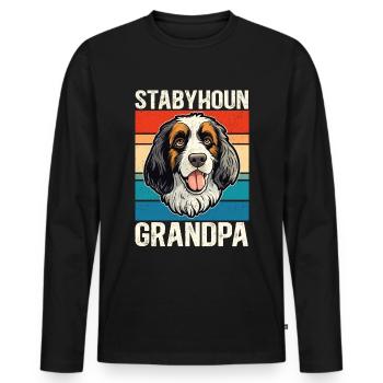 Cadeau de propriétaire de chien Stabyhoun grand-père Stabijhoun - T-shirt manches longues Premium bio Homme - noir - Devant - Nico (187cm)