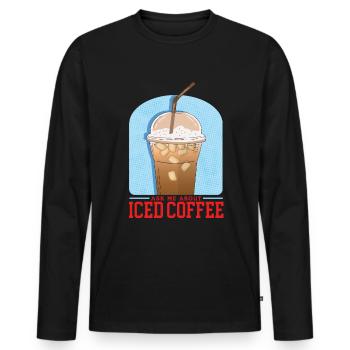 Café glacé | Cadeau d’amateur de café - T-shirt manches longues Premium bio Homme - noir - Devant - Nico (187cm)