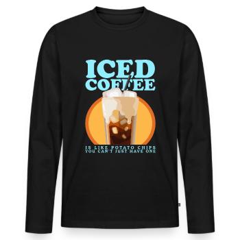 Café glacé amateur de café Cadeau de café glacé - T-shirt manches longues Premium bio Homme - noir - Devant - Nico (187cm)