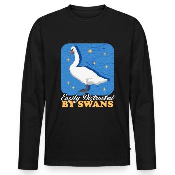 Swan Swan Lover Swans Gift - Men's Premium Organic Long Sleeve Shirt - black - Front - Nico (187cm)