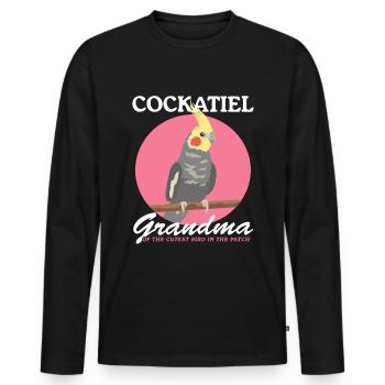 Calopsitte grand-mère oiseau propriétaire cadeau - T-shirt manches longues Premium bio Homme - noir - Devant - Nico (187cm)