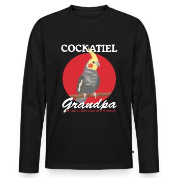 Calopsitte grand-père oiseau oiseau propriétaire cadeau - T-shirt manches longues Premium bio Homme - noir - Devant - Nico (187cm)