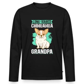 Langhaariger Chihuahua Opa Hundebesitzer Geschenk - Männer Premium Bio Langarmshirt - Schwarz - Vorne - Nico (187cm)