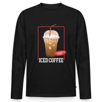 Café glacé amateur de café Cadeau de café glacé - T-shirt manches longues Premium bio Homme - noir - Devant - Nico (187cm)