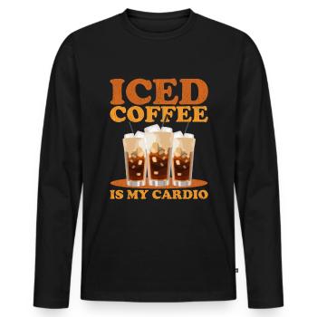 Eiskaffee Iced Coffee | Kaffeeliebhaber Geschenk - Männer Premium Bio Langarmshirt - Schwarz - Vorne - Nico (187cm)