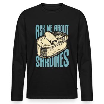Sardine Atlantique Européen Sardines Cadeau - T-shirt manches longues Premium bio Homme - noir - Devant - Nico (187cm)