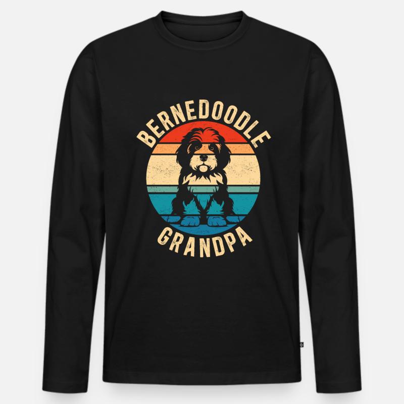Bernedoodle Opa Hundebesitzer Geschenk - Männer Premium Bio Langarmshirt - Schwarz