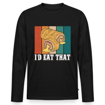 Stromboli Pizza Calzone Strombolis Gift - Men's Premium Organic Long Sleeve Shirt - black - Front - Nico (187cm)