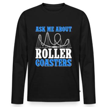 Achterbahn Rollercoaster Roller Coaster Geschenk - Männer Premium Bio Langarmshirt - Schwarz - Vorne - Nico (187cm)