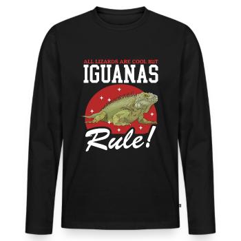 Iguana Reptile Lizard Iguanas Gift - Men's Premium Organic Long Sleeve Shirt - black - Front - Nico (187cm)