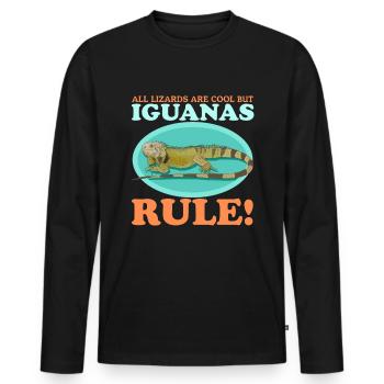 Iguana, Reptile, Lizards, Iguanas, Gift - Men's Premium Organic Long Sleeve Shirt - black - Front - Nico (187cm)