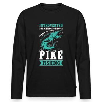 Pike Fishing Pike Fishing Angler Fishing Gift - Men's Premium Organic Long Sleeve Shirt - black - Front - Nico (187cm)