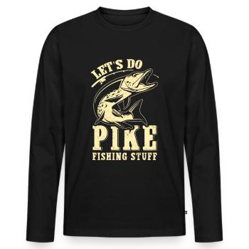 Pike Fishing Angler Pike Fishing Fishing Gift - Men's Premium Organic Long Sleeve Shirt - black - Front - Nico (187cm)