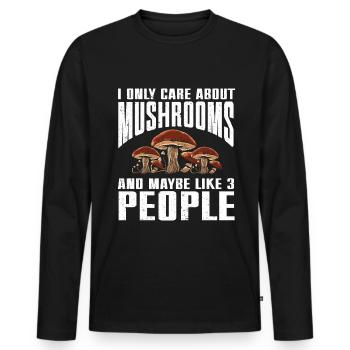 Mushroom, Mycology, Mycologist, Collector - Men's Premium Organic Long Sleeve Shirt - black - Front - Nico (187cm)