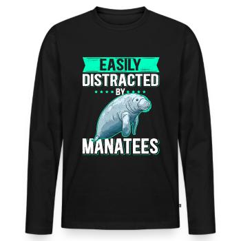 Manatee Manatee Manatee Manatee Manatee Gift - Men's Premium Organic Long Sleeve Shirt - black - Front - Nico (187cm)