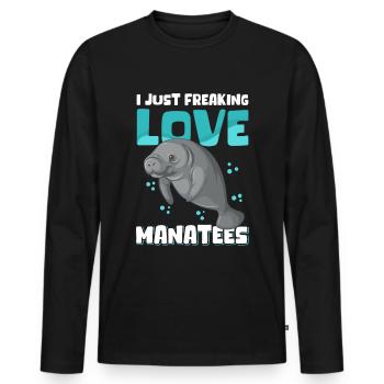 Manatee Manatee Manatee Manatee Gift - Men's Premium Organic Long Sleeve Shirt - black - Front - Nico (187cm)