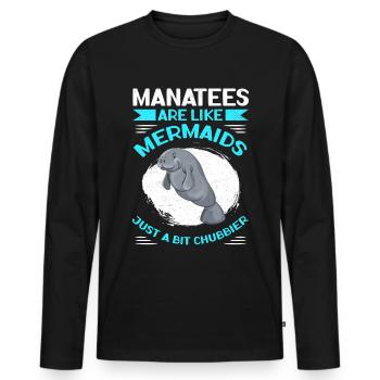Manatee Manatee Manatee Manatees Gift - Men's Premium Organic Long Sleeve Shirt - black - Front - Nico (187cm)