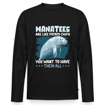 Manatee Manatee Manatee Manatee Gift - Men's Premium Organic Long Sleeve Shirt - black - Front - Nico (187cm)