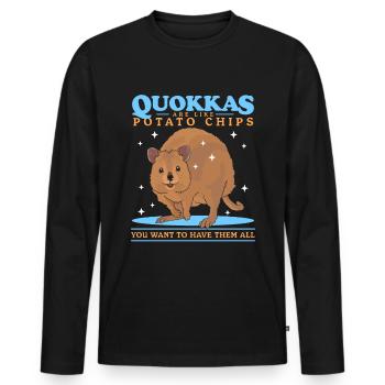Quokka Kurzschwanzkänguru Quokkas Geschenk - Männer Premium Bio Langarmshirt - Schwarz - Vorne - Nico (187cm)