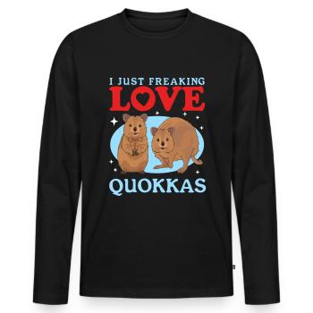Quokkas Kurzschwanzkänguru Quokka Geschenk - Männer Premium Bio Langarmshirt - Schwarz - Vorne - Nico (187cm)