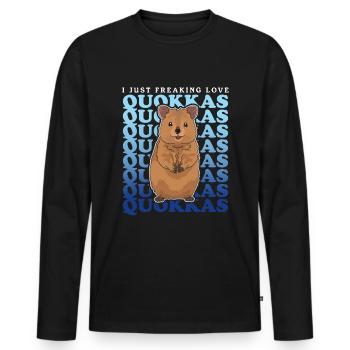 Quokkas Kurzschwanzkängurus Quokka Geschenk - Männer Premium Bio Langarmshirt - Schwarz - Vorne - Nico (187cm)