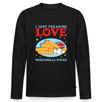 Mozzarella Sticks | Cheese Cheese Lover Gift - Men's Premium Organic Long Sleeve Shirt - black - Front - Nico (187cm)