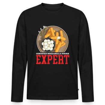 Mozzarella Sticks Cheese Cheese Lover Gift - Men's Premium Organic Long Sleeve Shirt - black - Front - Nico (187cm)