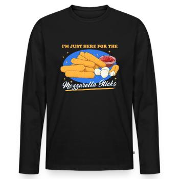 Mozzarella Sticks Käse Geschenk - Männer Premium Bio Langarmshirt - Schwarz - Vorne - Nico (187cm)