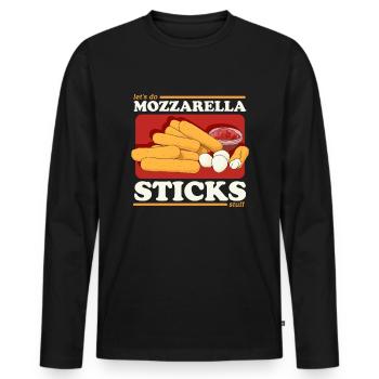 Mozzarella Sticks | Liebhaber Käse Geschenk - Männer Premium Bio Langarmshirt - Schwarz - Vorne - Nico (187cm)