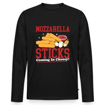 Mozzarella Sticks | Cheese Lover Gift - Men's Premium Organic Long Sleeve Shirt - black - Front - Nico (187cm)