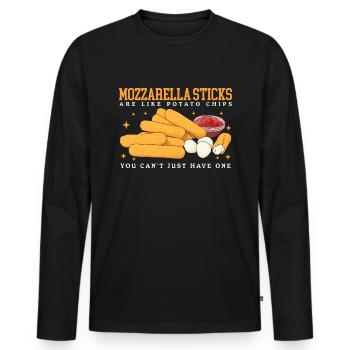 Mozzarella Sticks | Mozzarella-Sticks Geschenk - Männer Premium Bio Langarmshirt - Schwarz - Vorne - Nico (187cm)