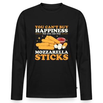 Mozzarella-Sticks | Mozzarella Sticks Geschenk - Männer Premium Bio Langarmshirt - Schwarz - Vorne - Nico (187cm)