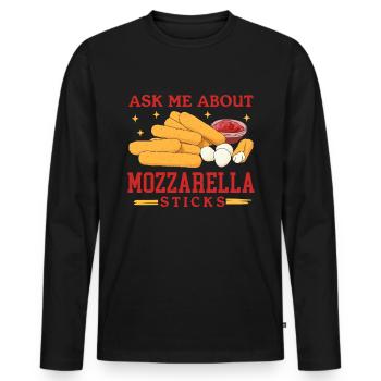 Mozzarella Sticks Käseliebhaber Geschenk - Männer Premium Bio Langarmshirt - Schwarz - Vorne - Nico (187cm)