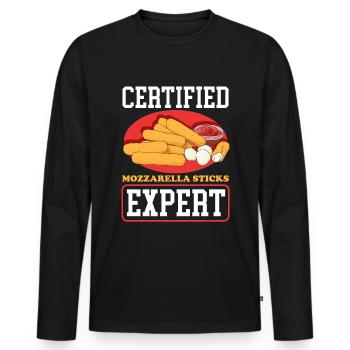 Mozzarella Sticks Cheese Lover Cheese Gift - Men's Premium Organic Long Sleeve Shirt - black - Front - Nico (187cm)