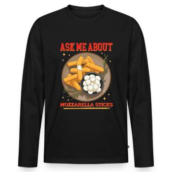 Mozzarella Sticks Cheese Cheese Lover Gift - Men's Premium Organic Long Sleeve Shirt - black - Front - Nico (187cm)