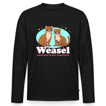 Weasel Cute Dwarf Weasel Mouse Weasel Gift - Men's Premium Organic Long Sleeve Shirt - black - Front - Nico (187cm)