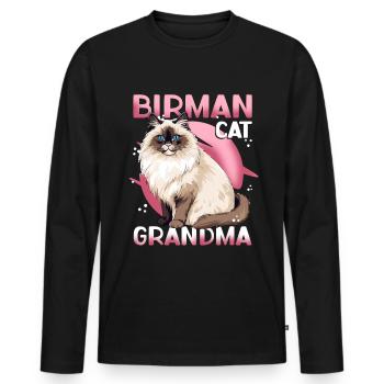 Birma Katzen Oma Birmakatze Birmchen Geschenk - Männer Premium Bio Langarmshirt - Schwarz - Vorne - Nico (187cm)