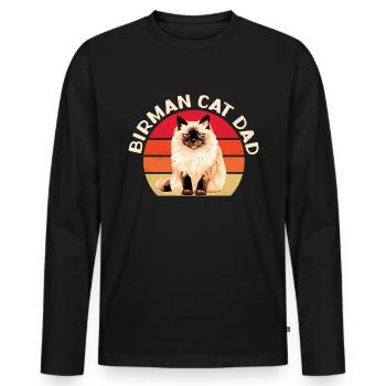 Birma Katzen Dad Birmakatze Birmchen Geschenk - Männer Premium Bio Langarmshirt - Schwarz - Vorne - Nico (187cm)