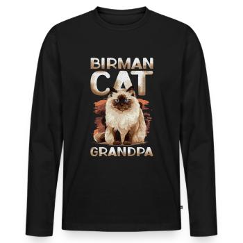 Birma Katzen Opa Birmakatze Birmchen Geschenk - Männer Premium Bio Langarmshirt - Schwarz - Vorne - Nico (187cm)