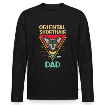 Oriental Shorthair Dad OKH Cat Gift - Men's Premium Organic Long Sleeve Shirt - black - Front - Nico (187cm)