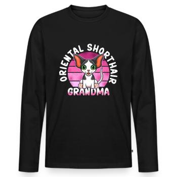 Oriental Shorthair Granny OKH Cat Gift - Men's Premium Organic Long Sleeve Shirt - black - Front - Nico (187cm)