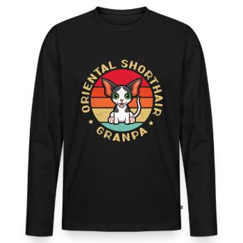 Oriental Shorthair Grandpa OKH Cat Gift - Men's Premium Organic Long Sleeve Shirt - black - Front - Nico (187cm)