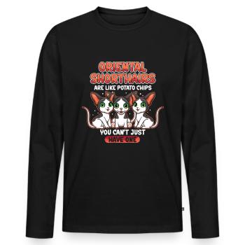 Oriental Shorthair Cats OKH Cat Gift - Men's Premium Organic Long Sleeve Shirt - black - Front - Nico (187cm)