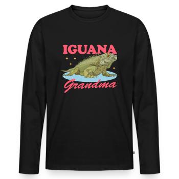 Iguana Granny Reptile Lizard Iguanas Gift - Men's Premium Organic Long Sleeve Shirt - black - Front - Nico (187cm)