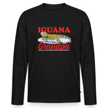 Iguana Grandpa Lizard Reptile Iguanas Gift - Men's Premium Organic Long Sleeve Shirt - black - Front - Nico (187cm)