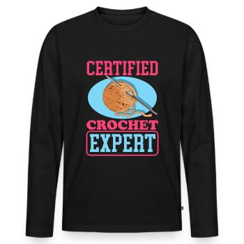Crochet Expert au Crochet Crochet Cadeau - T-shirt manches longues Premium bio Homme - noir - Devant - Nico (187cm)