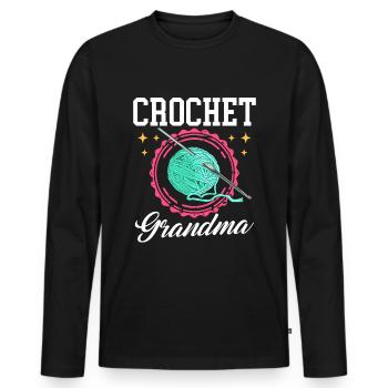 Crochet Mamie Crochet Crochet Cadeau - T-shirt manches longues Premium bio Homme - noir - Devant - Nico (187cm)
